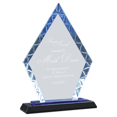 9" Clear Diamond Accent Glass on Blue & Black Reflective Base
