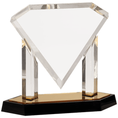 Gold 9 1/2" Floating Diamond Acrylic