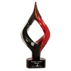 13 1/4" Red & Black Twist Art Glass