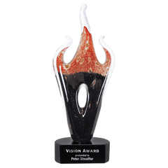 16" Red & Black Flame Art Glass