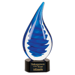 10 1/4" Blue Twist Raindrop Art Glass