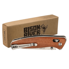 Bison River 4 1/2" Wood Button Lock Folding Knife
