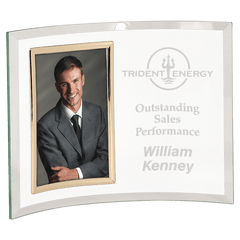 11" x 8" Jade Glass Crescent with 4" x 6" Picture Frame