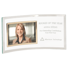 12 3/4" x 6 1/2" Jade Glass Crescent with 6" x 4" Picture Frame
