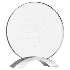 7 1/4" Round Cosmic Acrylic with Silver Base