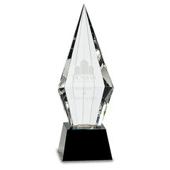 Black 9 1/2" Obelisk Facet Crystal on Pedestal Base
