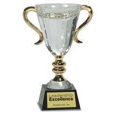 8 1/2" Crystal Cup with Gold Handles and Stem
