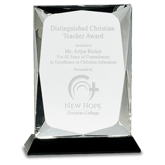 8" Clear Crystal Rectangle on Black Base