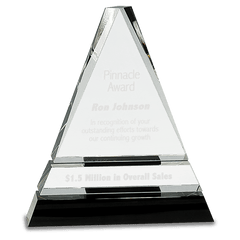 7 3/4" Clear Crystal Triangle on Black Crystal Pedestal Base