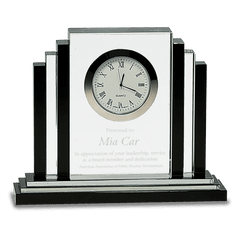 6" Clear Crystal with Clock and Black Crystal Trim