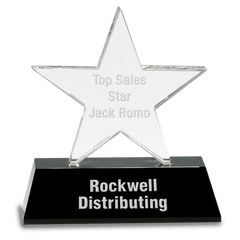 6 3/4" Clear Crystal Star on Black Pedestal Base