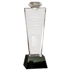 11" Crystal Diamond Top Award on Black Pedestal Base