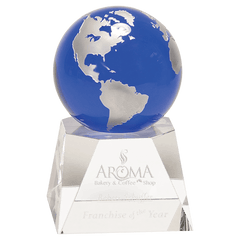 6 1/2" Blue Crystal Globe on Clear Crystal Base