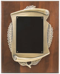 12" x 15" Genuine Walnut Plaque w/ Scroll Frame & Plate