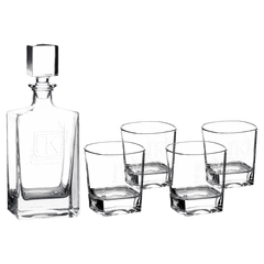 810ml Rectangle Glass Decanter Set with Four DG351 8 oz. Glasses and Printed Gift Box