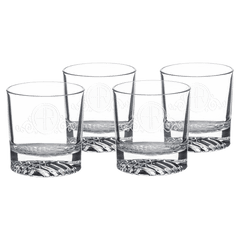 Four Polar Camel 9 oz. Round Rocks Glasses in Black Gift Box with Printed Paper Sleeve