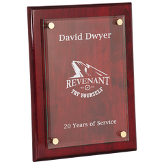 Rosewood 9" x 12" Piano Finish Floating Glass Plaque