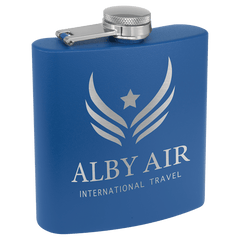 Royal Blue 6 oz. Matte Powder Coated Laserable Stainless Steel Flask