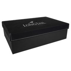 Black/Silver 11 3/4" x 7 3/4" Gift Box with Laserable Leatherette Lid