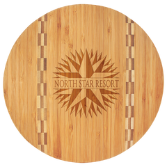 11 3/4" Round Bamboo Cutting Board with Butcher Block Inlay