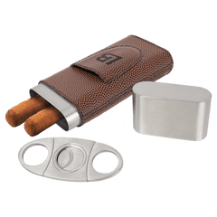Football Laserable Leatherette Cigar Case with Cutter