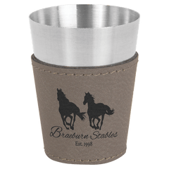 Gray Laserable Leatherette & Stainless Steel 2 oz. Shot Glass