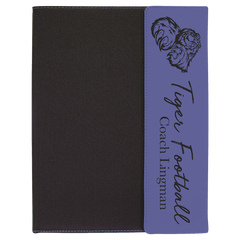 Purple Laserable Leatherette / Black 9 1/2" x 12" Canvas Portfolio with Note Pad