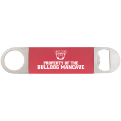 Red/White 1 1/2" x 7" Bottle Opener with Silicone Grip
