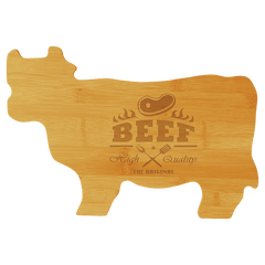 14 3/4" x 9 3/4" Bamboo Cow Shaped Cutting Board