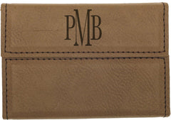 Dark Brown 3 3/4" x 2 3/4" Laserable Leatherette Hard Business Card Holder