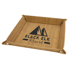 Bamboo Laserable Leatherette Snap Up Tray with Silver 9" x 9" Snaps