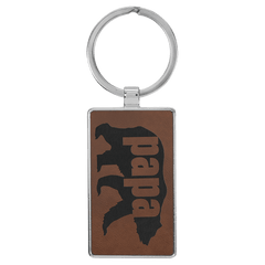 Dark Brown 2 3/4" x 1 1/4" Laserable Leatherette/Metal Rectangle Keychain