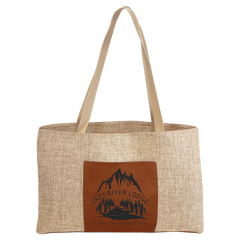 Rawhide 19" x 12" Burlap Bag with 5" Laserable Leatherette Gusset