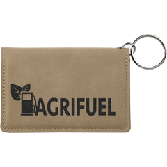 Light Brown 4 1/4" x 3" Laserable Leatherette Keychain ID Holder