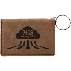 Dark Brown 4 1/4" x 3" Laserable Leatherette Keychain ID Holder