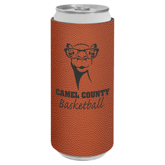 Basketball Laserable Leatherette Slim Beverage Holder