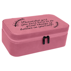 Pink 7 1/2" X 4 1/2" Laserable Leatherette Jewelry Box