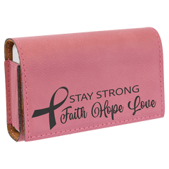 Pink 4 3/4" x 3 1/8" Laserable Leatherette Pill Box