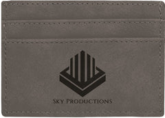 Gray 4" x 2 3/4" Laserable Leatherette Wallet Clip