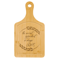13 1/2" x 7" Bamboo Cutting Board Paddle Shape with Drip Ring