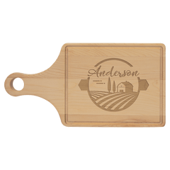 13 1/2" x 7" Maple Cutting Board Paddle Shape with Drip Ring