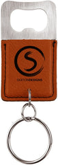 Rawhide Rectangle Laserable Leatherette Bottle Opener Keychain