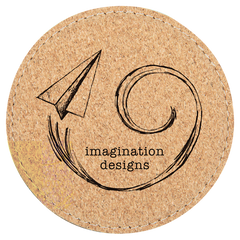 4" Round Cork Coaster with Stitching