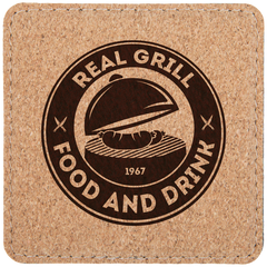 4" x 4" Square Cork Coaster with Stitching