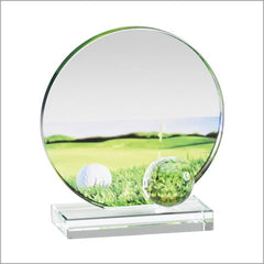 Custom Full-Color Golf Glass Award – 5.5" x 5.75" Circle Design