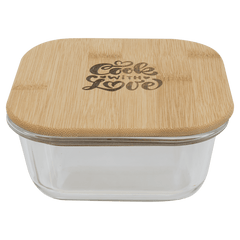 18 oz. Square Glass Container with Bamboo Lid