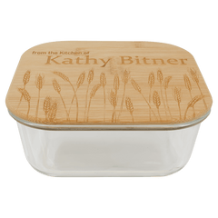 37 oz. Square Glass Container with Bamboo Lid