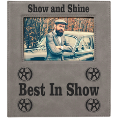 Gray 4" x 6" Leatherette Photo Frame with 4 1/4" x 7 7/8" Engraving Area