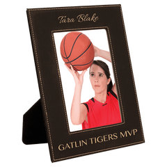 Black/Gold 5" x 7" Laserable Leatherette Photo Frame