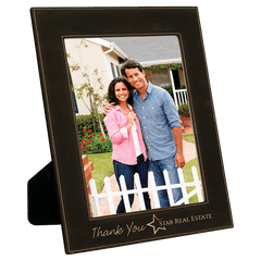 Black/Gold 8" x 10" Laserable Leatherette Photo Frame